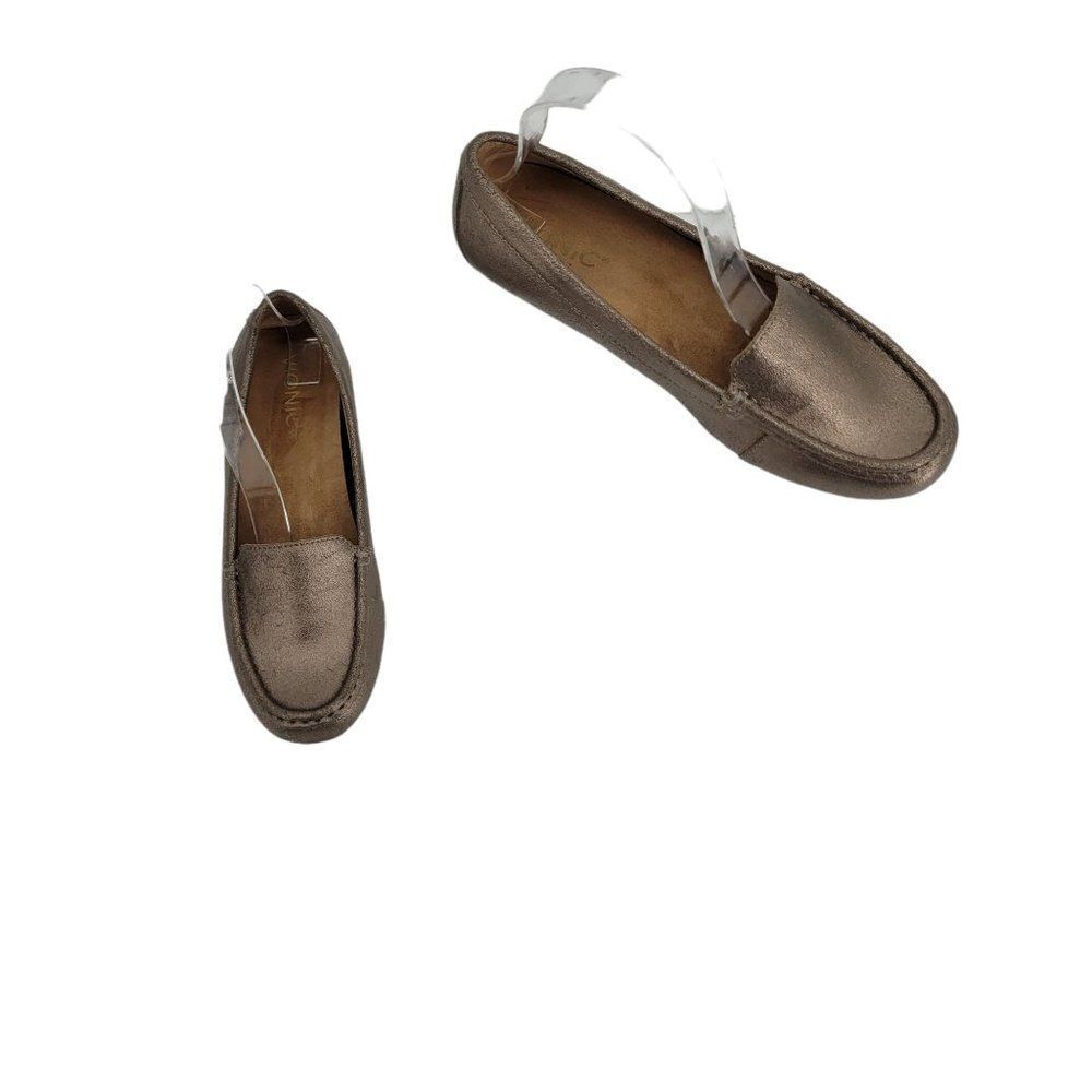 Vionic Moccasins Debbie Metallic Leather Rose‎ Gold Driving Loafers Flats Sz 7.5
